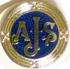 Badge, lapel, AJS, blue and silver, round. Badge, lapel, AJS, blue and silver, round.