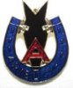 Badge, lapel, Ariel, horseshoe blue, red and gold Badge, lapel, Ariel, horseshoe blue, red and gold