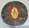 Badge, lapel, BSA , blue logo, stacked rifles on yellow & red Badge, lapel, BSA , blue logo, stacked rifles on yellow & red