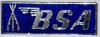 Badge, lapel, BSA , silver on blue, piled arms, rectangular