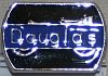 Badge, lapel, Douglas, blue and silver on black, oblong. Badge, lapel, Douglas, blue and silver on black, oblong.