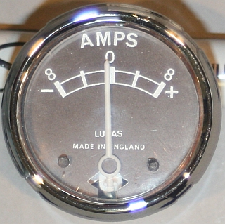 Ammeter, lucas style, 8-0-8, 1 5/8in black - Click Image to Close