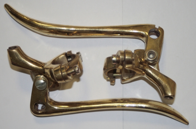Levers, brake & clutch, plain end, brass, 7/8 bar pr - Click Image to Close