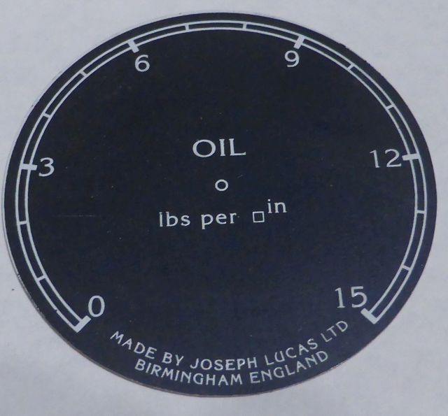 Oil pressure gauge face plate, 1-3/16" diam - Click Image to Close
