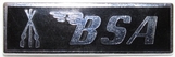 Badge, lapel, BSA , silver on black, piled arms, rectangular